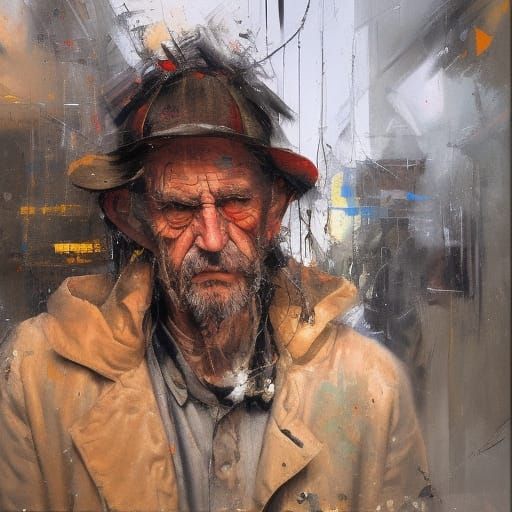 Hobo Portrait in Oil Paint