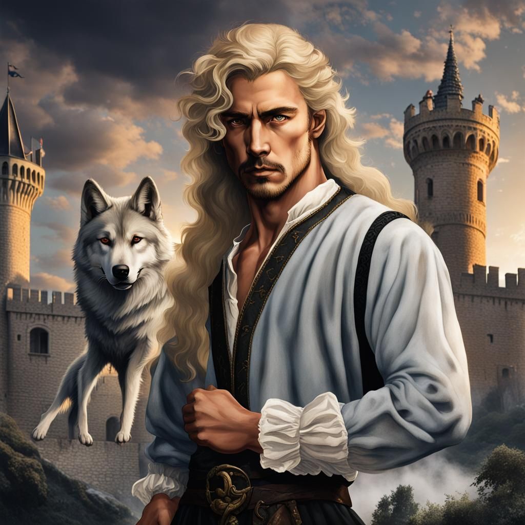 Medieval Man with Wolf in Baroque Style