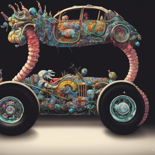 Bone Car Big Wheels: A Maximalist Photoillustration