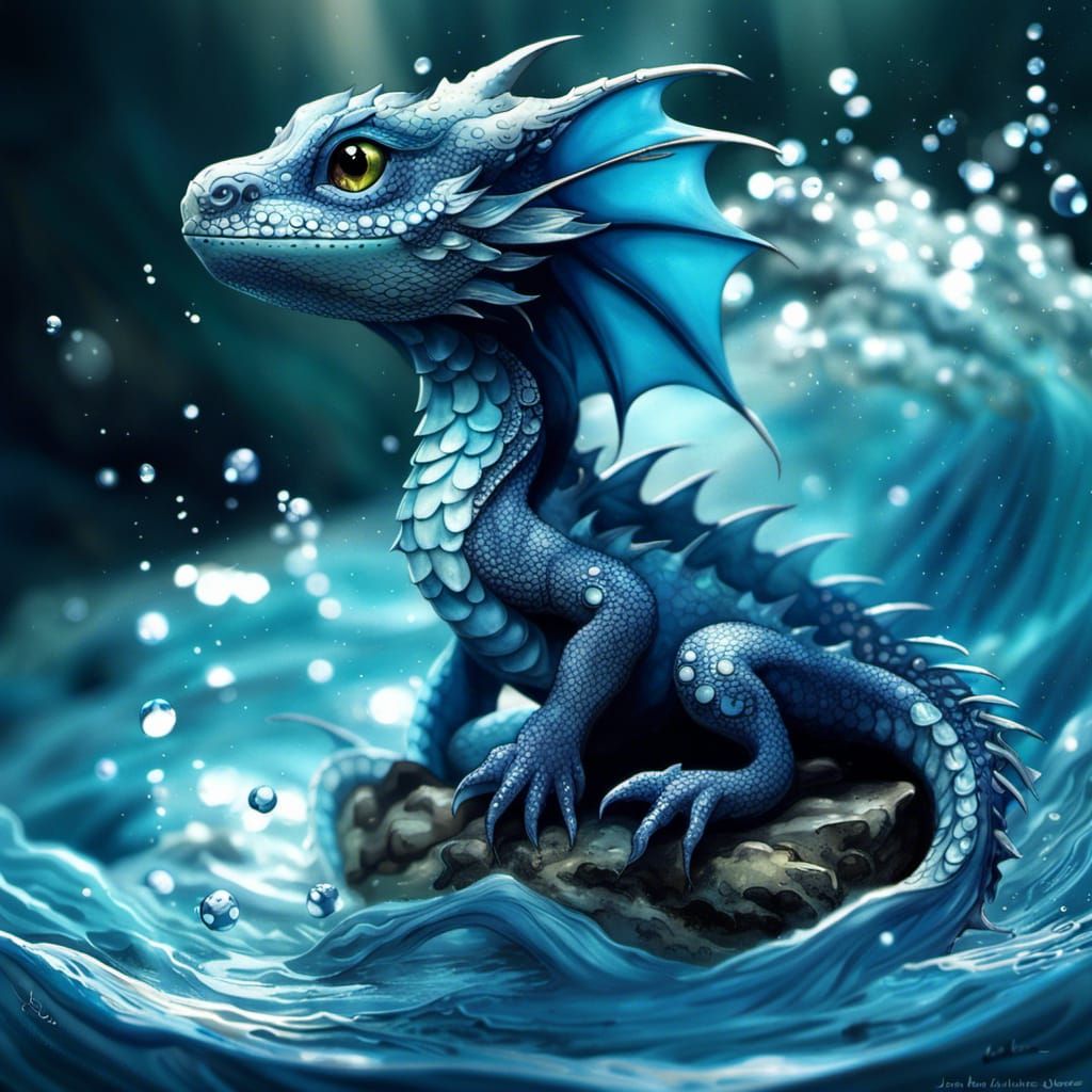 Fantasy Water Dragon in Fantasycore Style