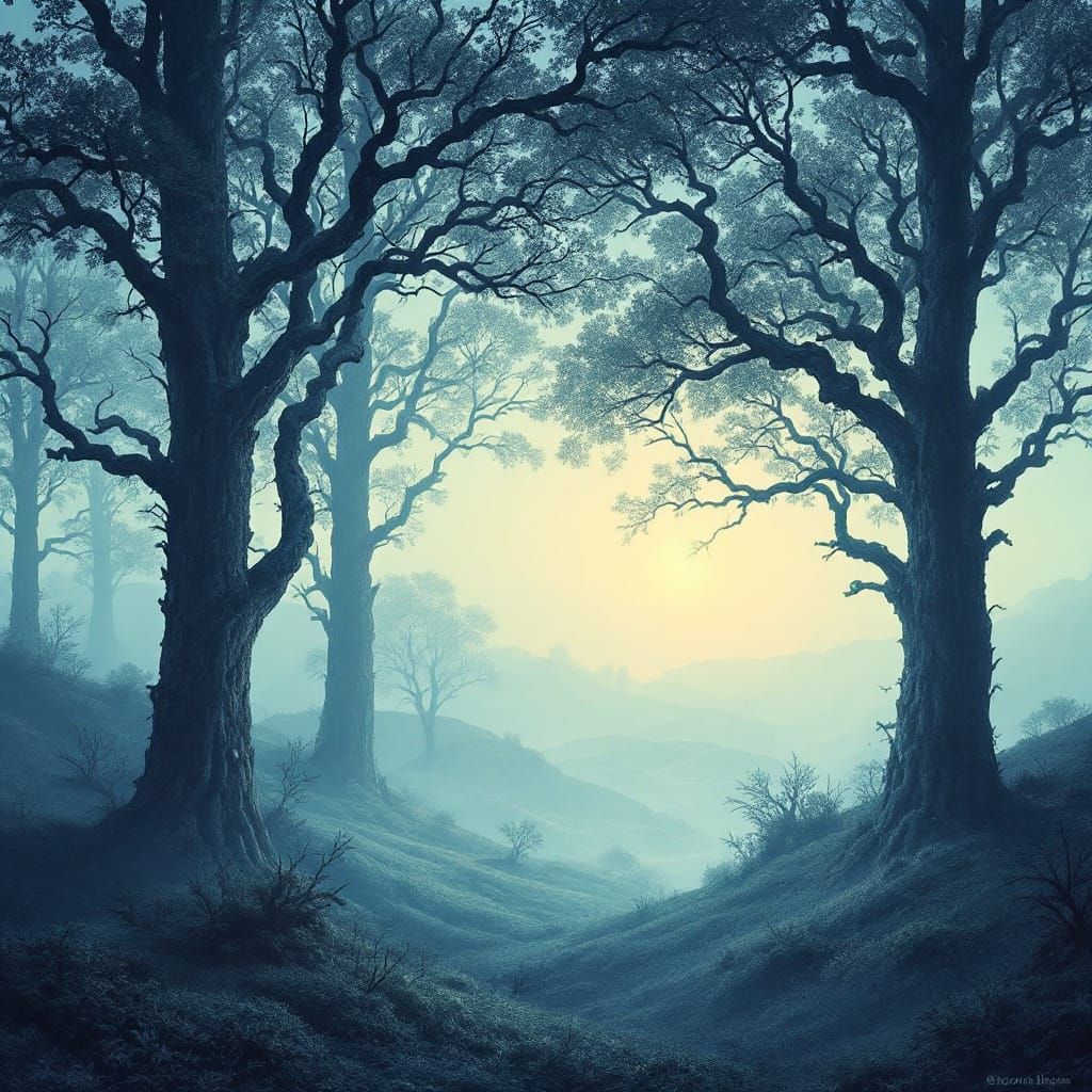 Ethereal Forest Landscape in Dreamy Style