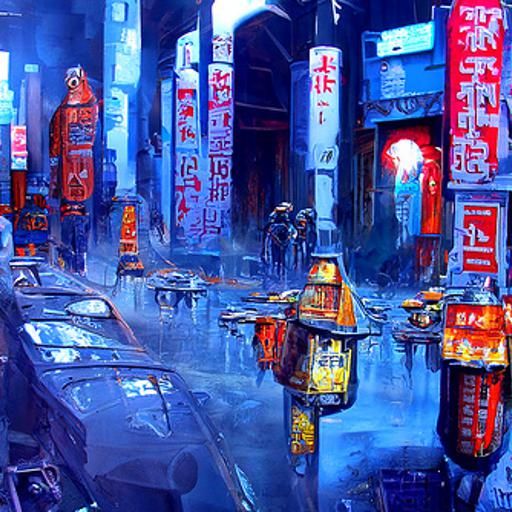 Dystopian Asian Street in Classical Style