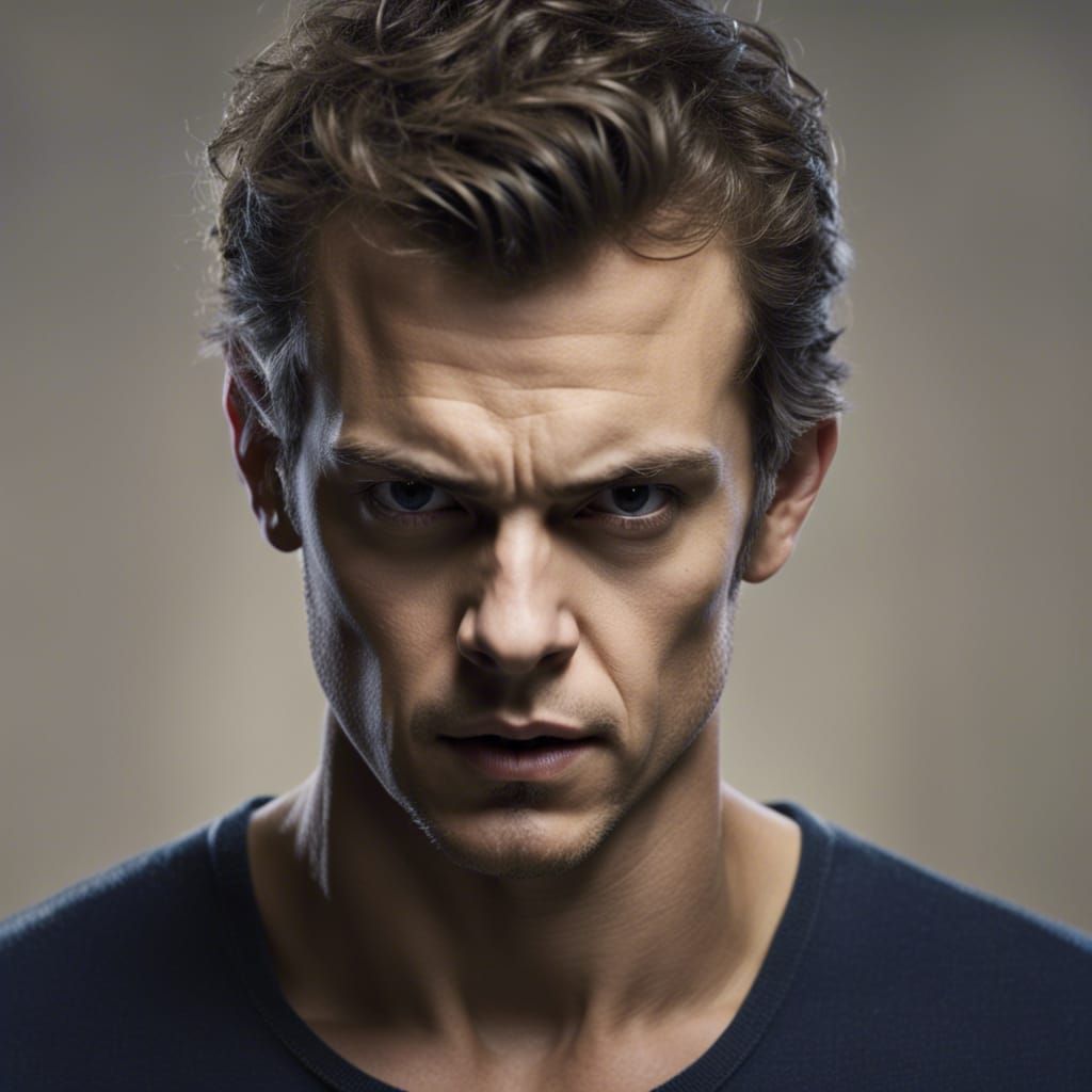 Angry Man Portrait in Hyperdetailed Unreal Engine Style