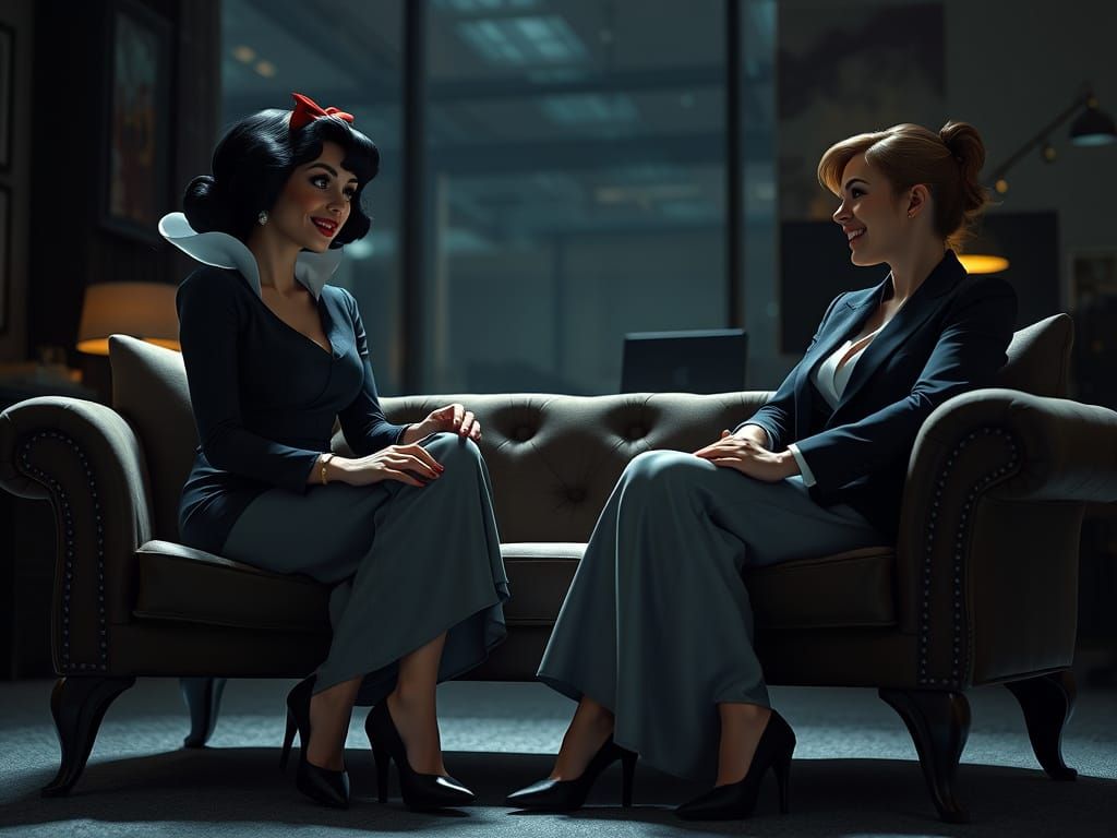 Powerful Snow White Executives in Dark Office