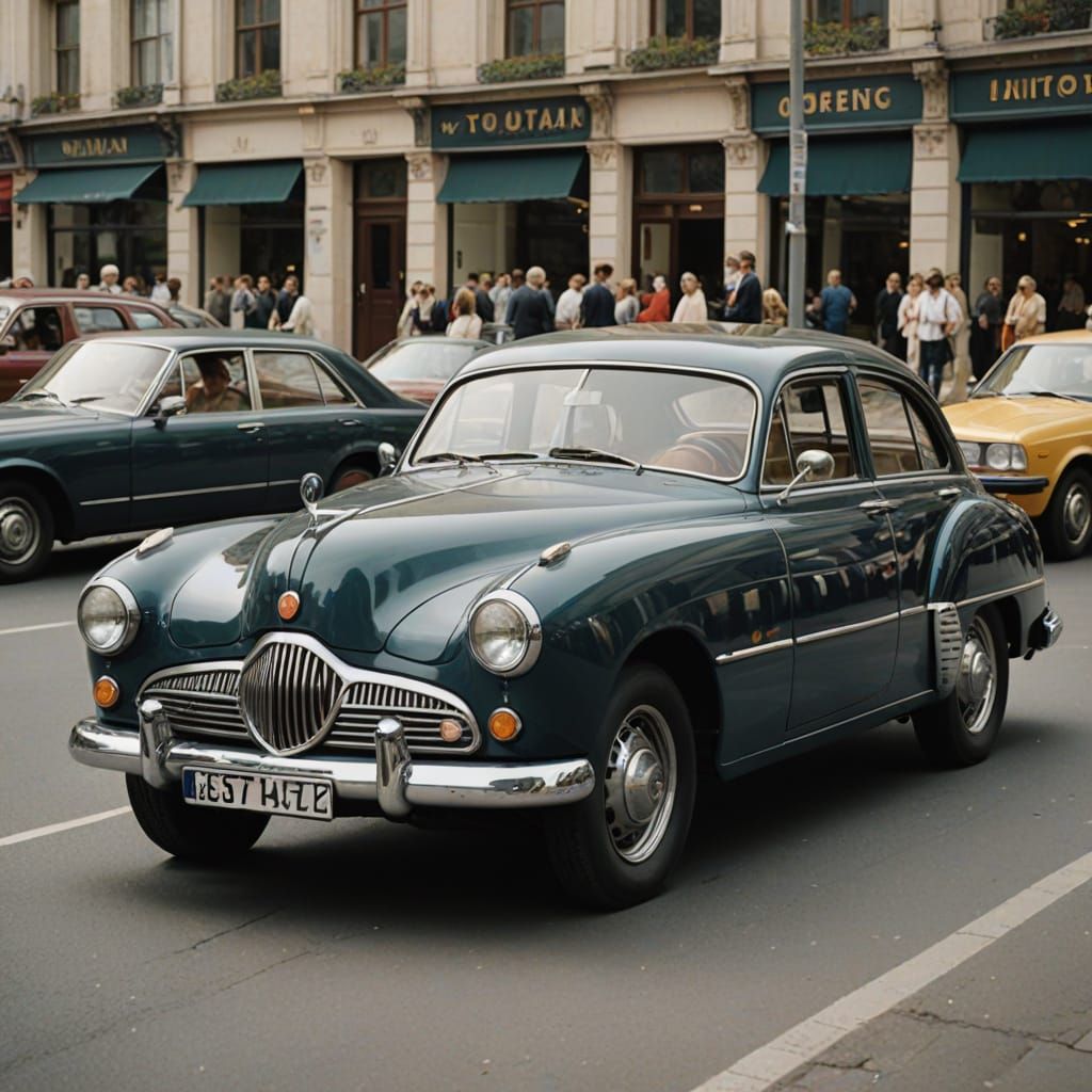 Woman in a Vintage Automobile