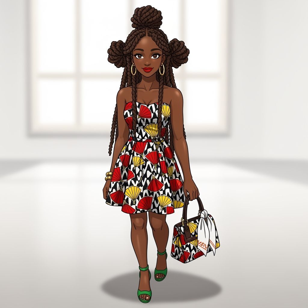 Anime-Style Portrait of a Woman with Braids in Manga Style