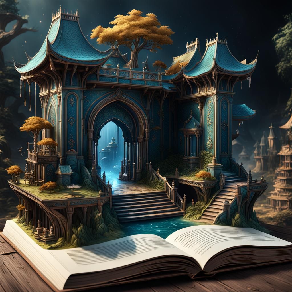 Fantastical Pop-Up Book Art in Unreal Engine Style