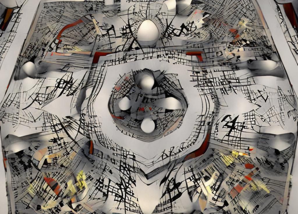 Complex 3D Diagram of Music, Anatomy and Math