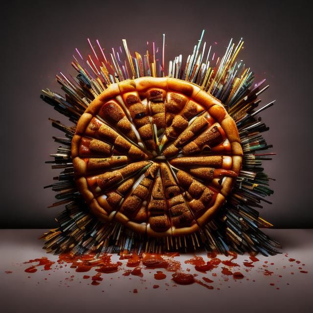 Delicious Cyberpunk Pizza with Pepperoni and Melted Cheese