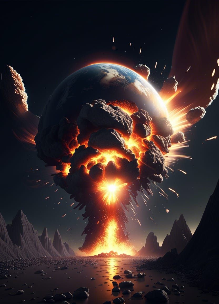 Planet exploding aftet being hit by a comet!