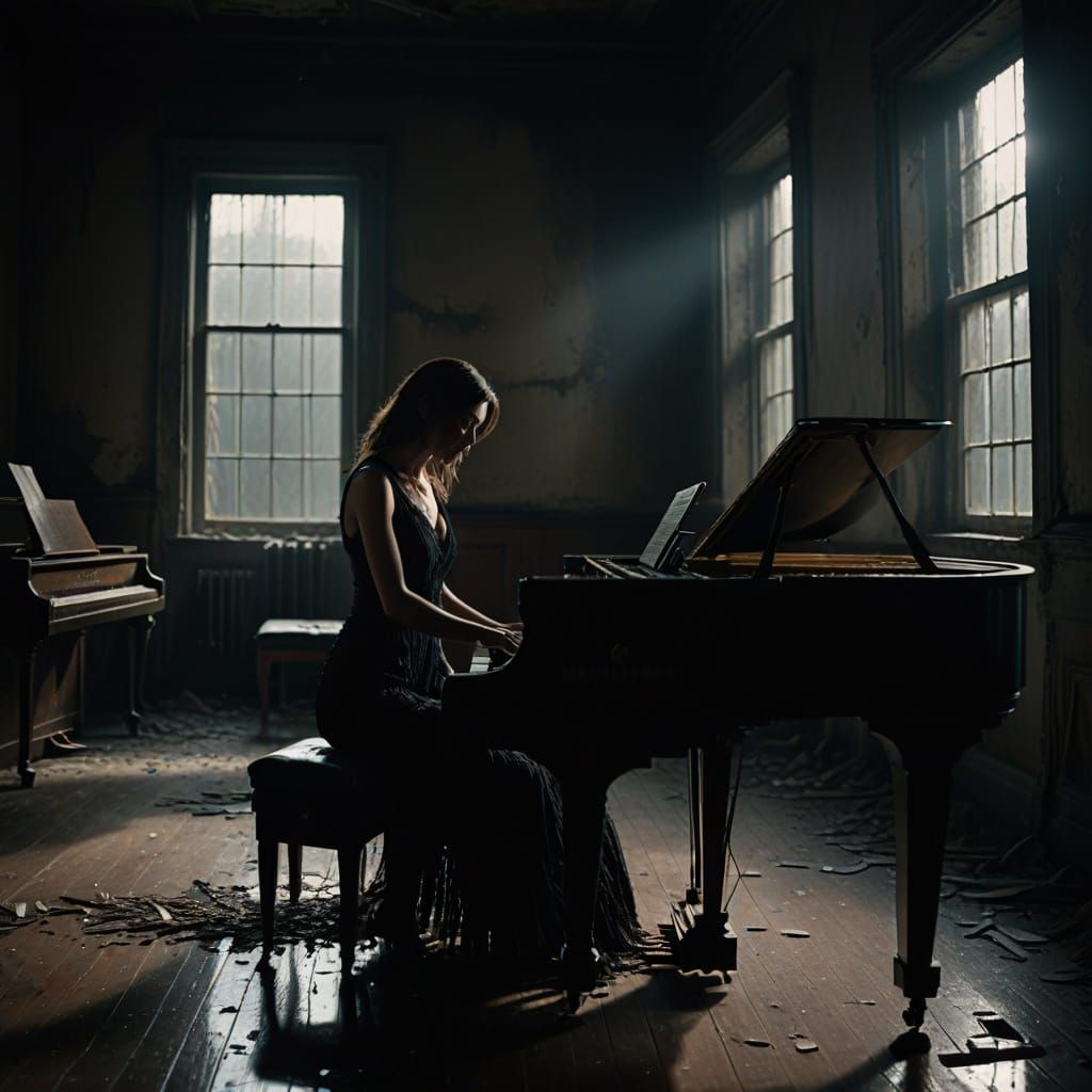 Moody Piano Solo in a Dark, Empty Room