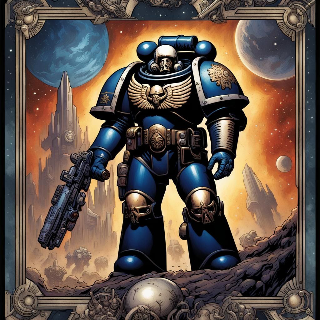 Warhammer 40k Space Marine Tarot Card