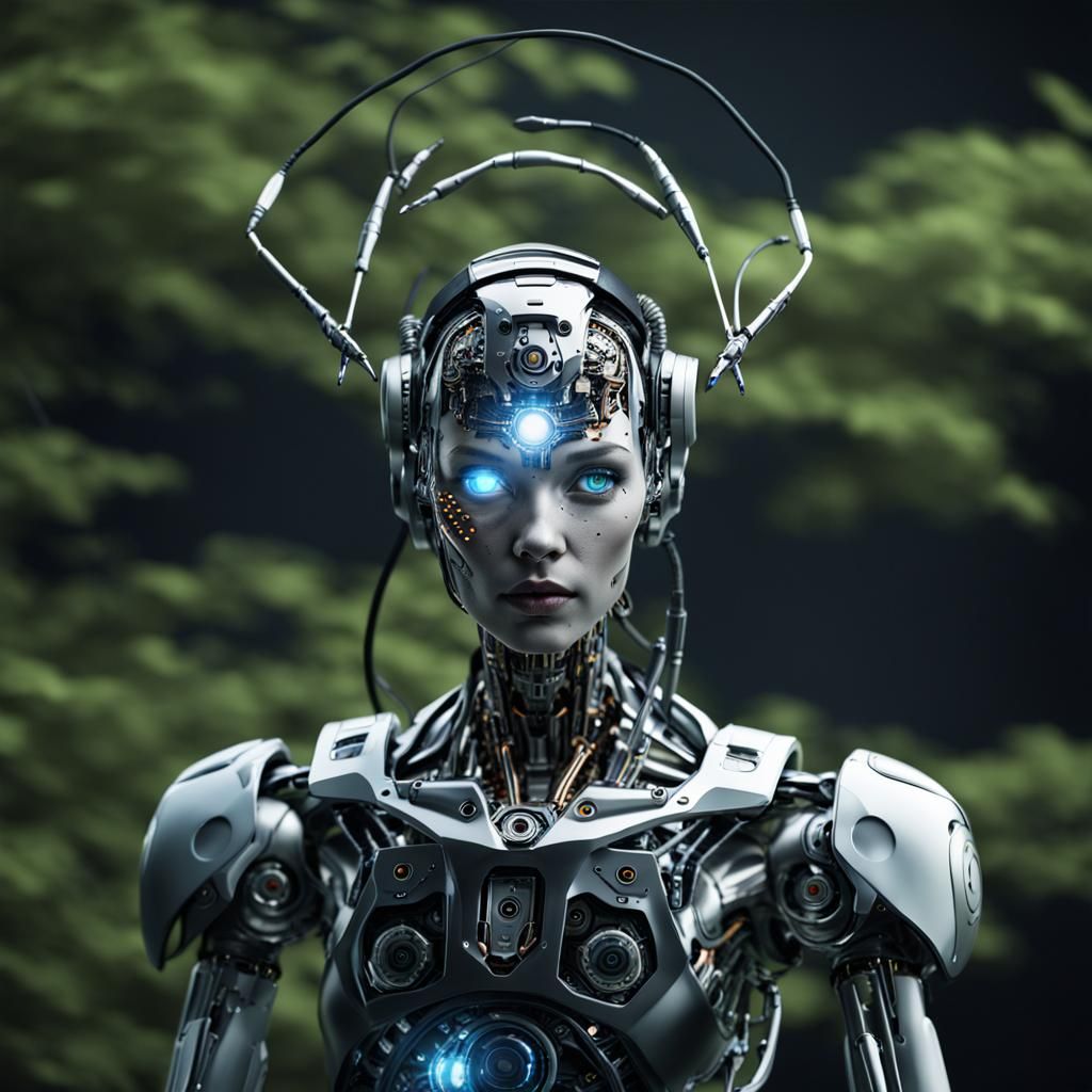 Futuristic Female Cyborg Robot Portrait