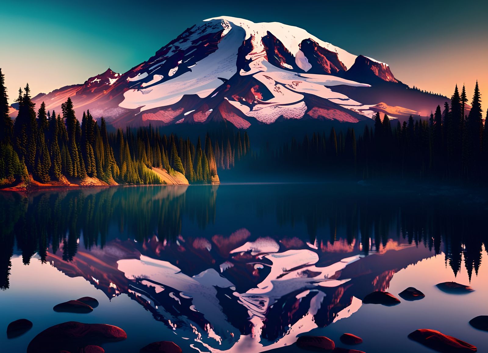 Breathtaking Mount Rainier Render in 8k Resolution