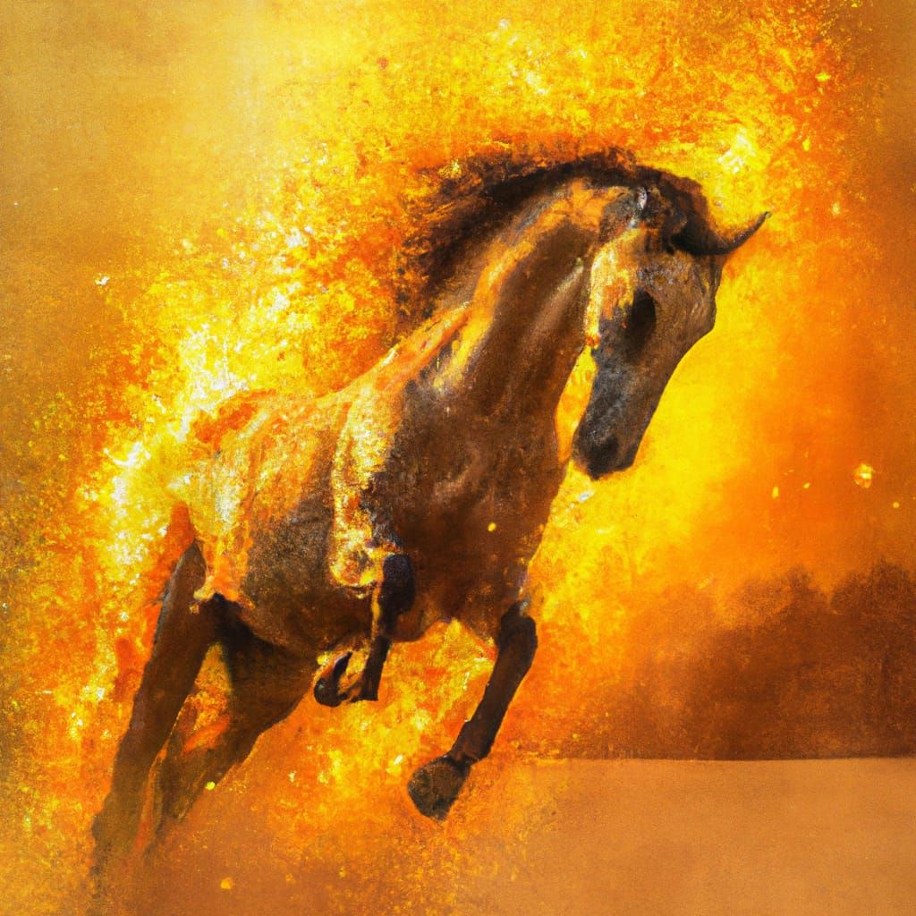 Horse in Gunpowder Art Style of Pino Daeni