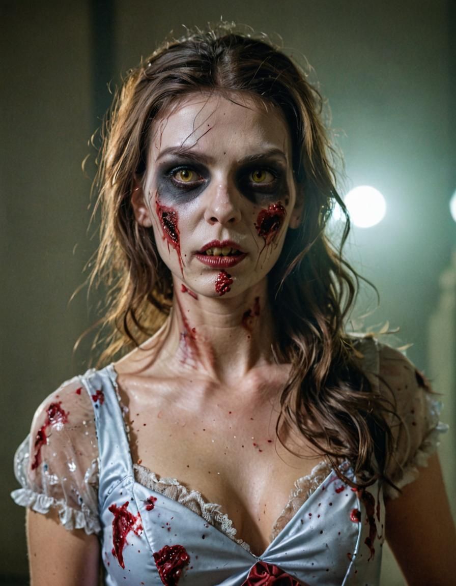 Zombie Woman at Disco Party: Realistic Candid Image