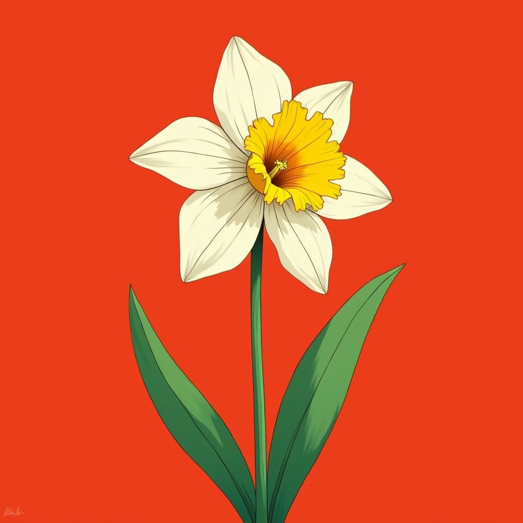 Anime-Inspired Daffodil Blooms in Vibrant Red