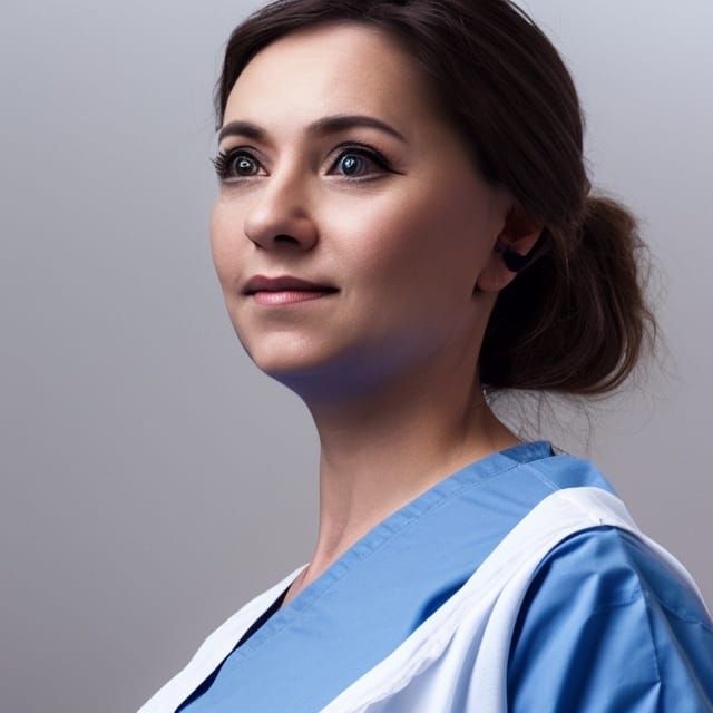 Woman in Scrubs Walking in Hospital: Hyper-Realistic