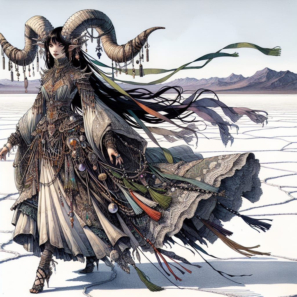 Mysterious Enchantress Walks Across Desert Salt Flats in Vib...