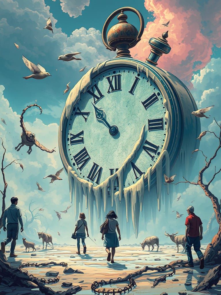 Dreamlike Melting Clockscape