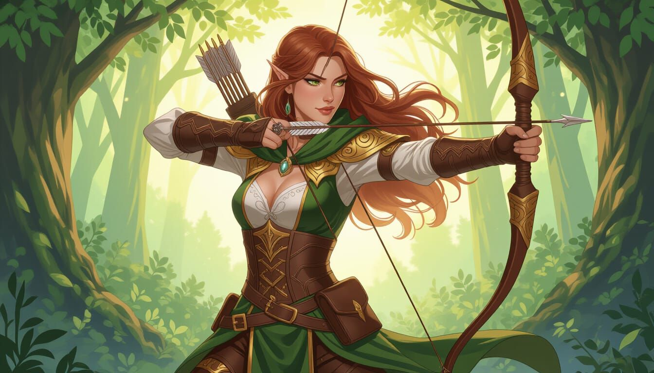 High Fantasy Ranger in Sunlight Forest