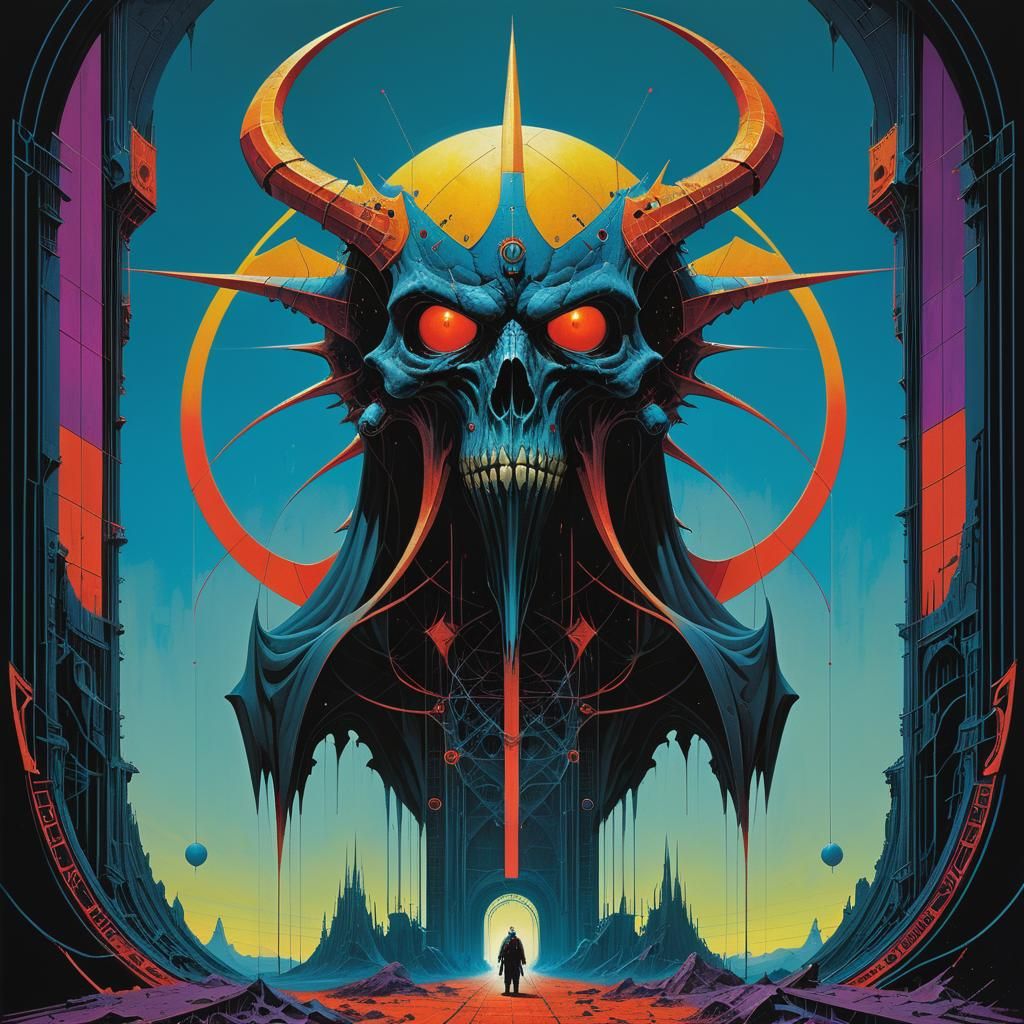 Dark Gothic Sci-Fi Painting in Wayne Barlowe Style