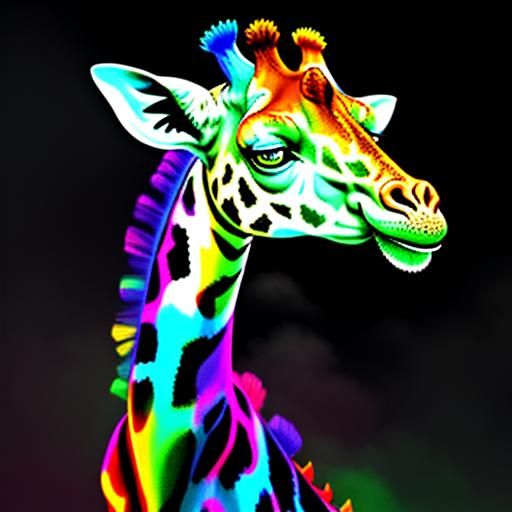 Surreal Giraffe in Swirling Mist: An Ethereal Oil Painting