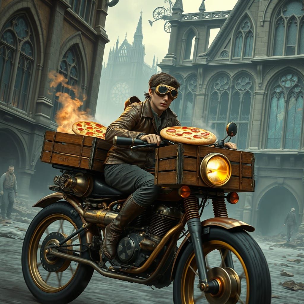Young Biker Brings Fiery Pizzas Through War-Torn City