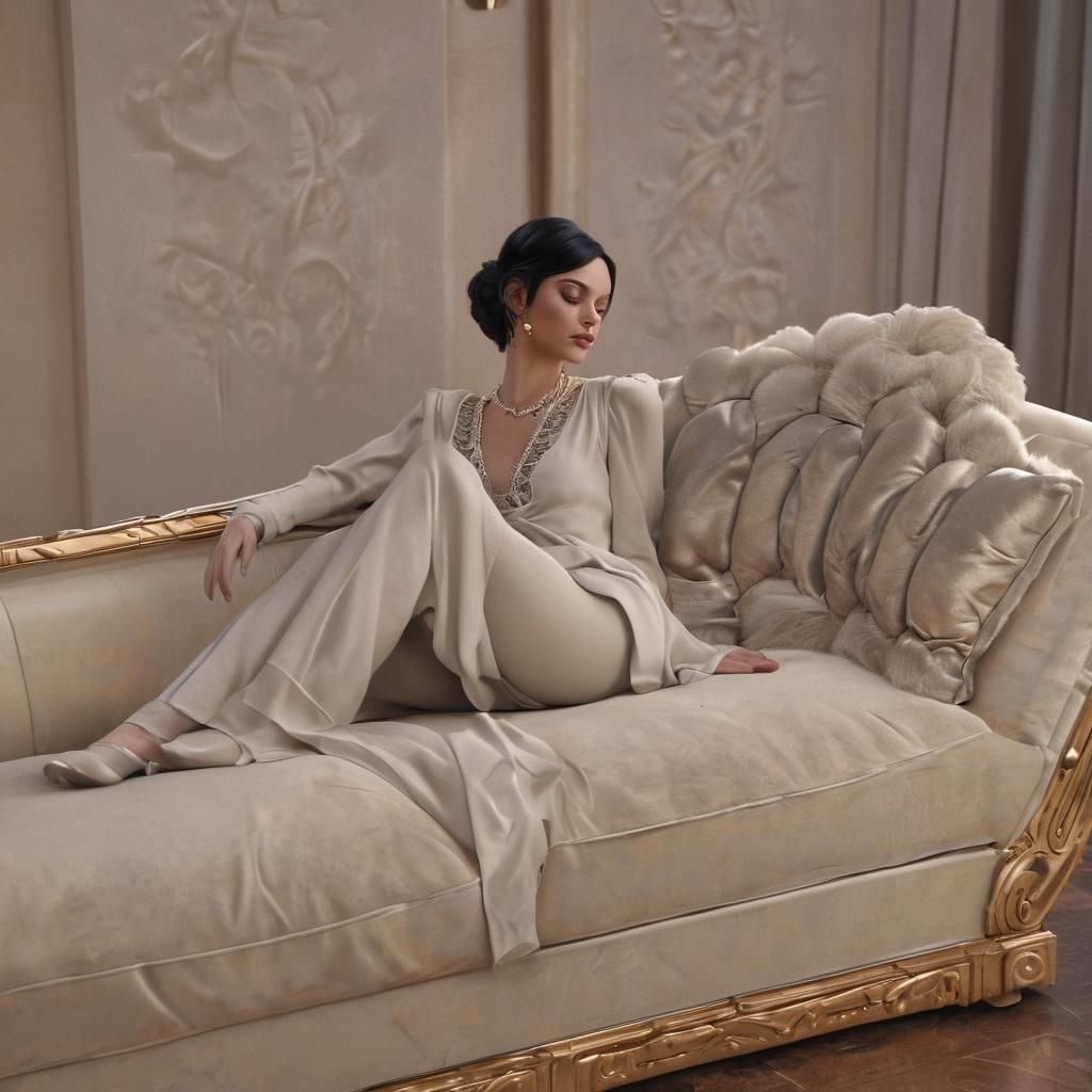 Art Deco Figure on Chaise Lounge