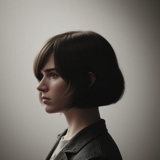Elegant Fine-Haired Woman in Cinematic Bob Hairstyle