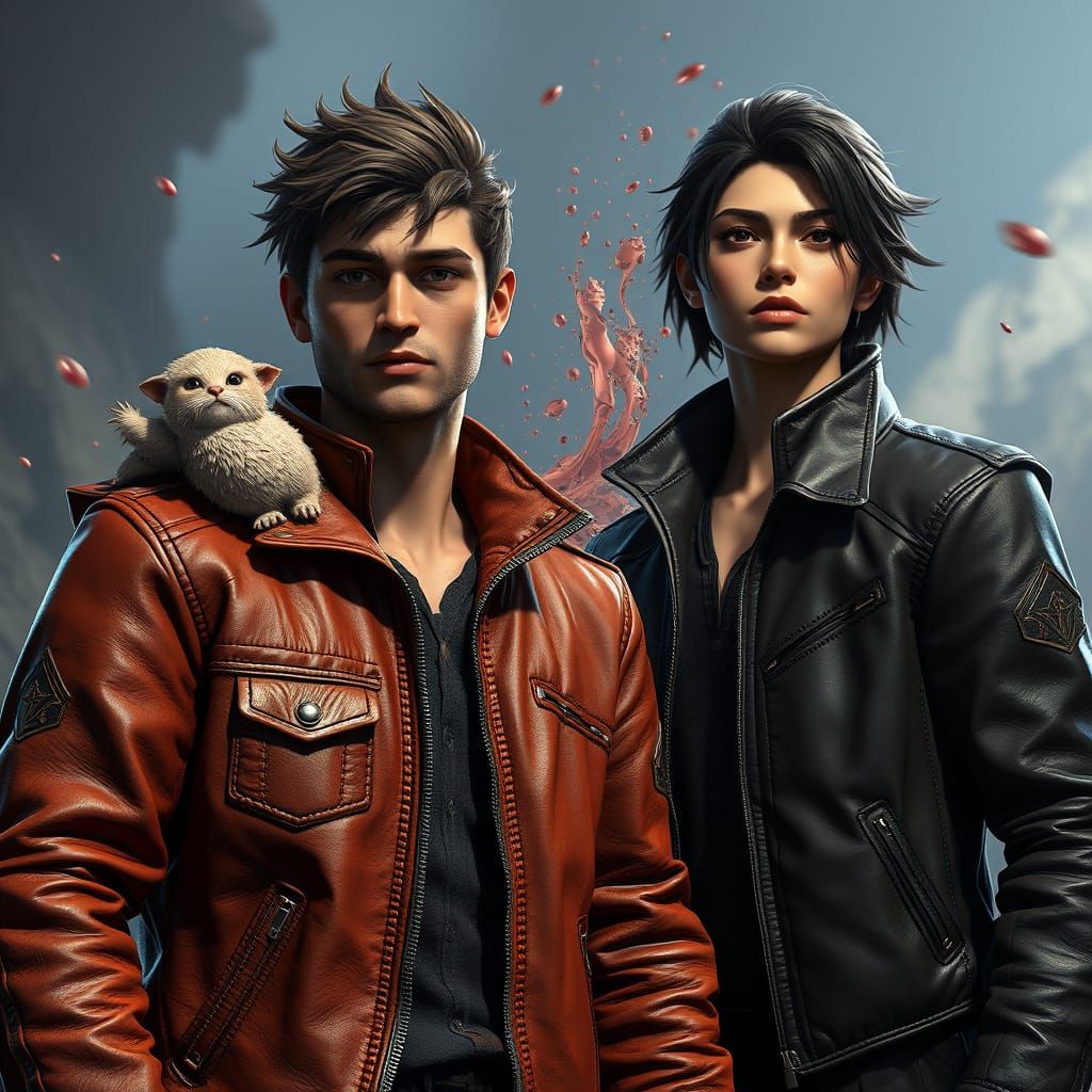Epic Brown and Black Leather Jackets in Fantasy Realm
