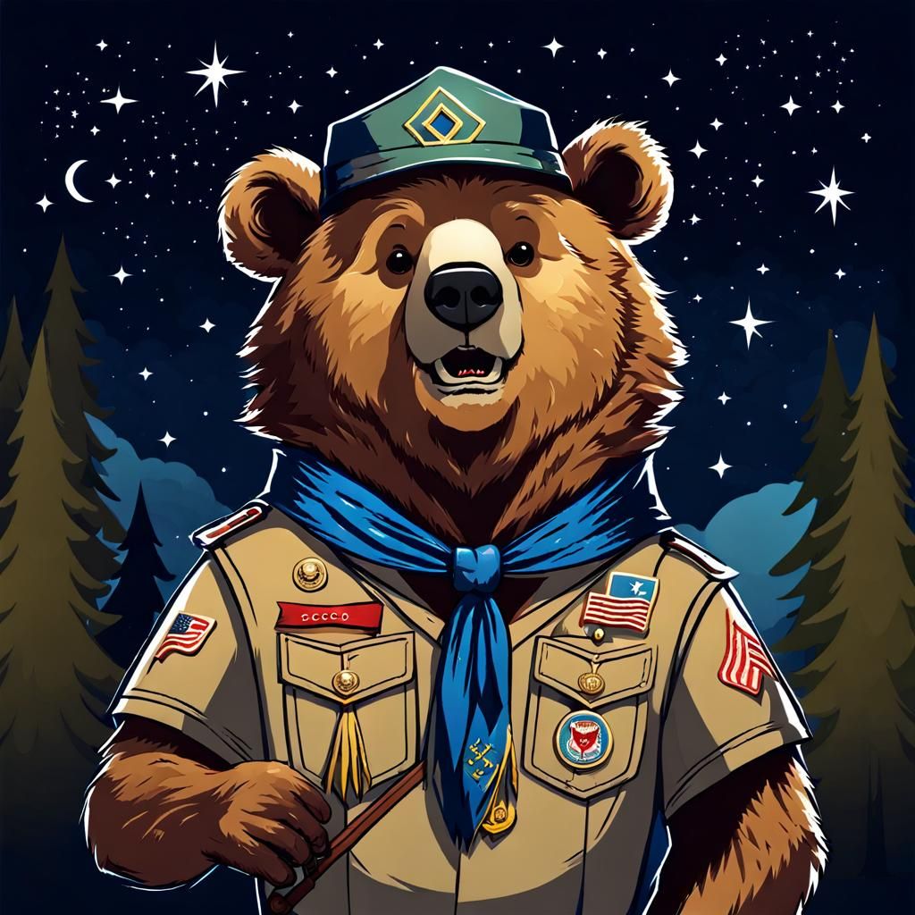 Boy Scout Bear Sings in the Night
