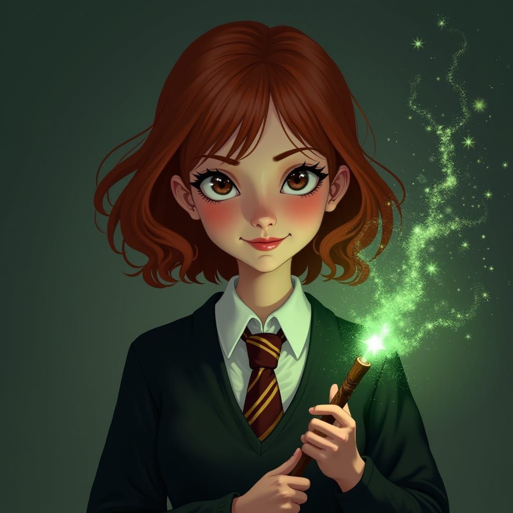 Ginny Weasley in Enchanted Black Summer Uniform, Surrounded ...