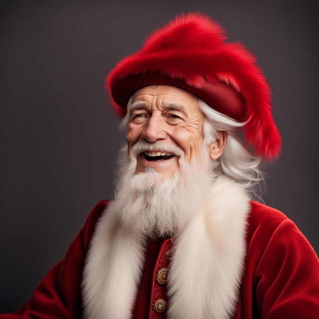 Classic Santa Claus Portrait in Traditional Attire