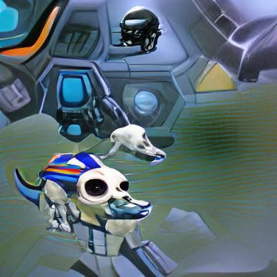 Skull Dog with Protogen Visor as Spooky Astronaut