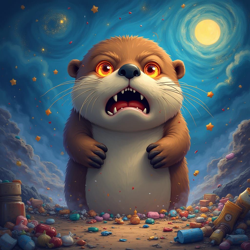 Surreal Otter Unleashes Whimsical Fury in a Dreamlike Wastel...