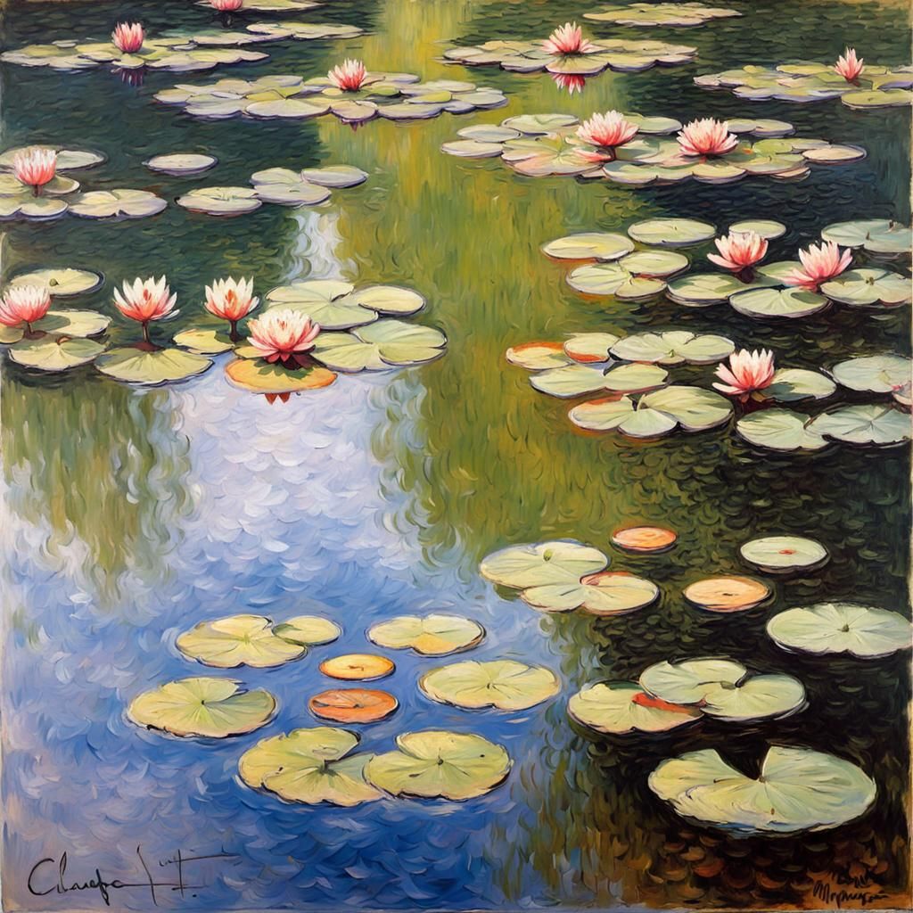 Water Lilies in Impressionist Style