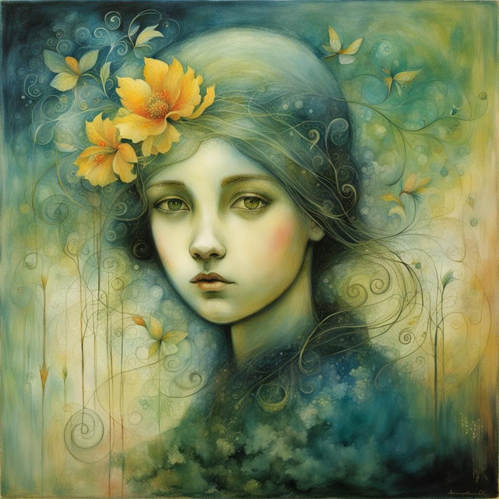 Ethereal Girl Portrait in Expressionist Style