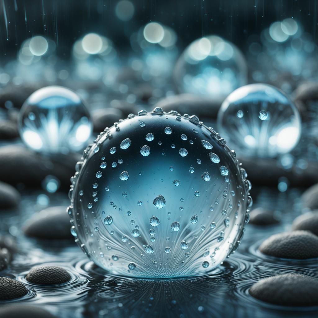 Bioluminescent Water Token in Hyperrealistic Splash Art