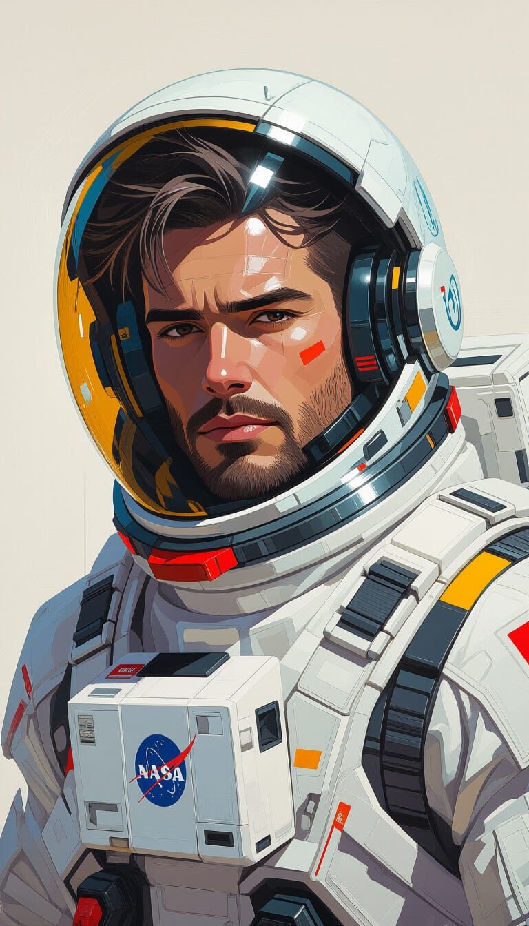 Sci-Fi Hipster Astronaut Portrait in High Detail
