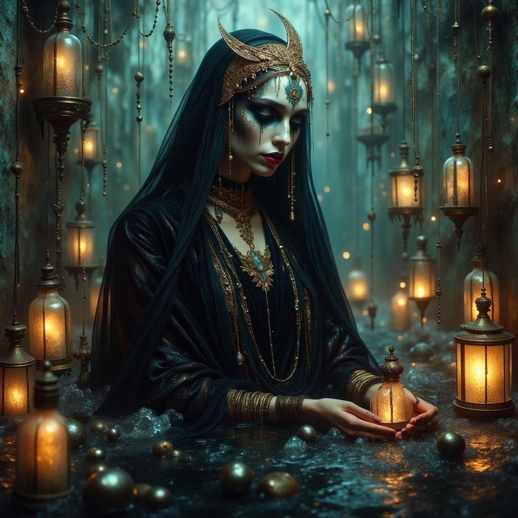 Solemn Oracle in Sunken Sanctuary, James Jean Style