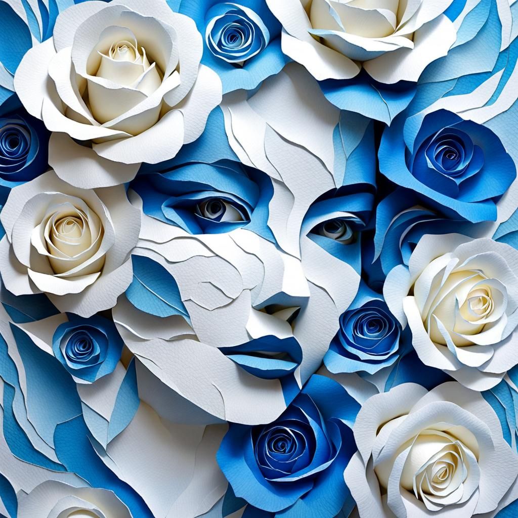 Rose Illusion on Cracked Paper: 3D Modern Art