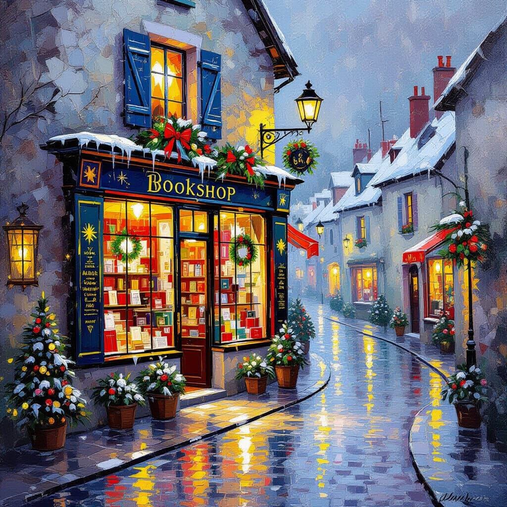 Cozy French Bookshop at Christmas