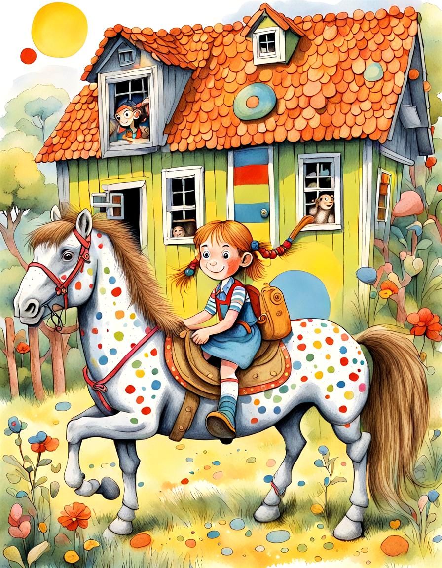 Pippi Longstocking Storybook Illustration