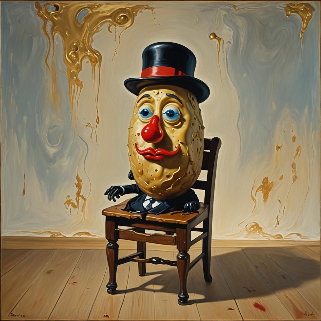 Surreal Potato Portrait in Oil Paint