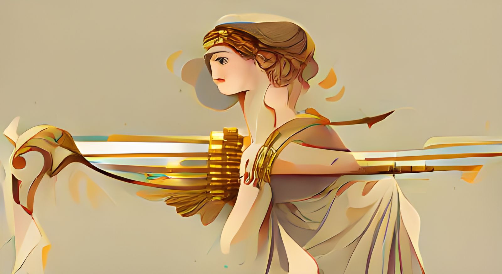 Athena, Goddess of War in Art Deco Style
