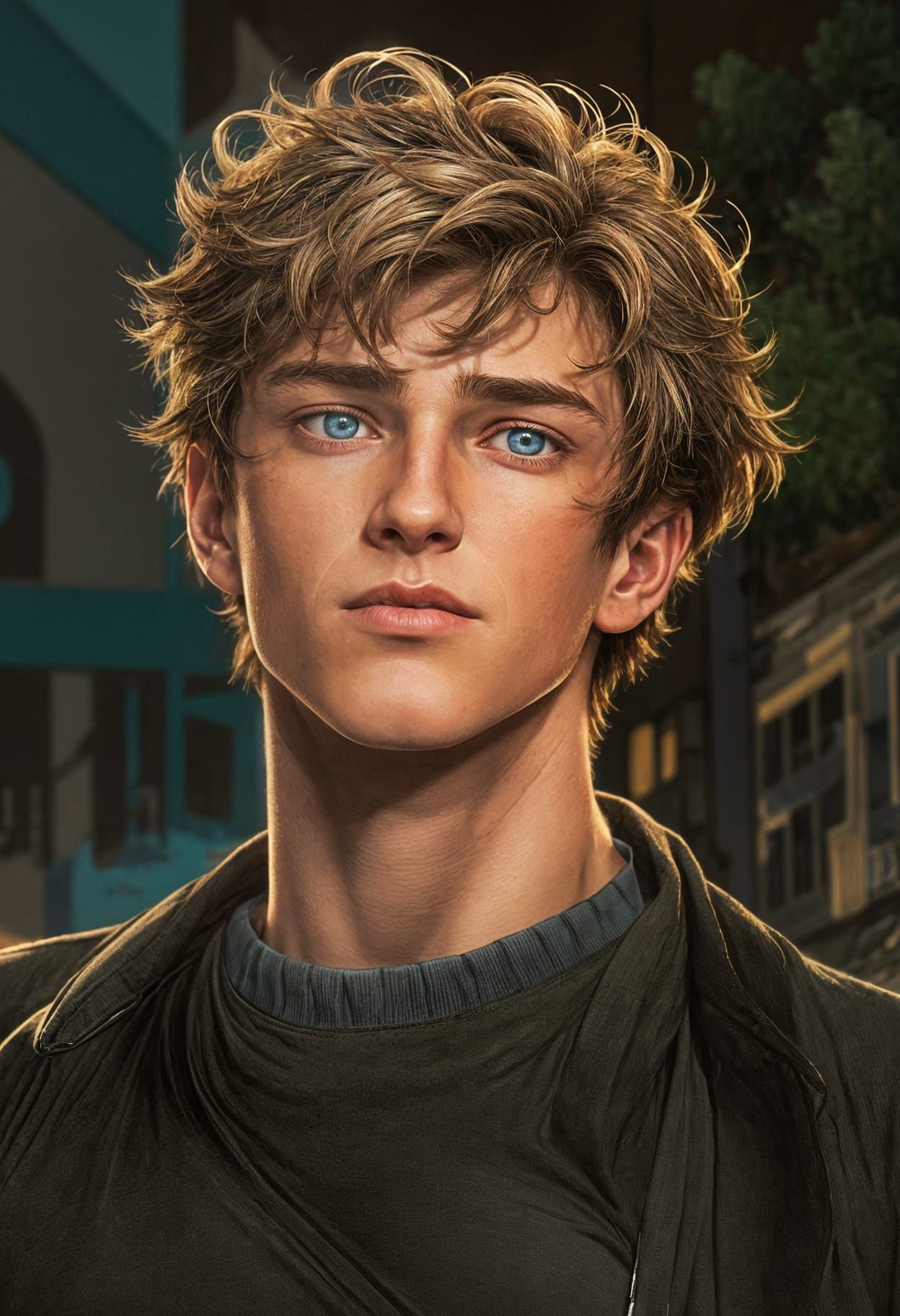 Handsome Blond Boy in Comic Book Style