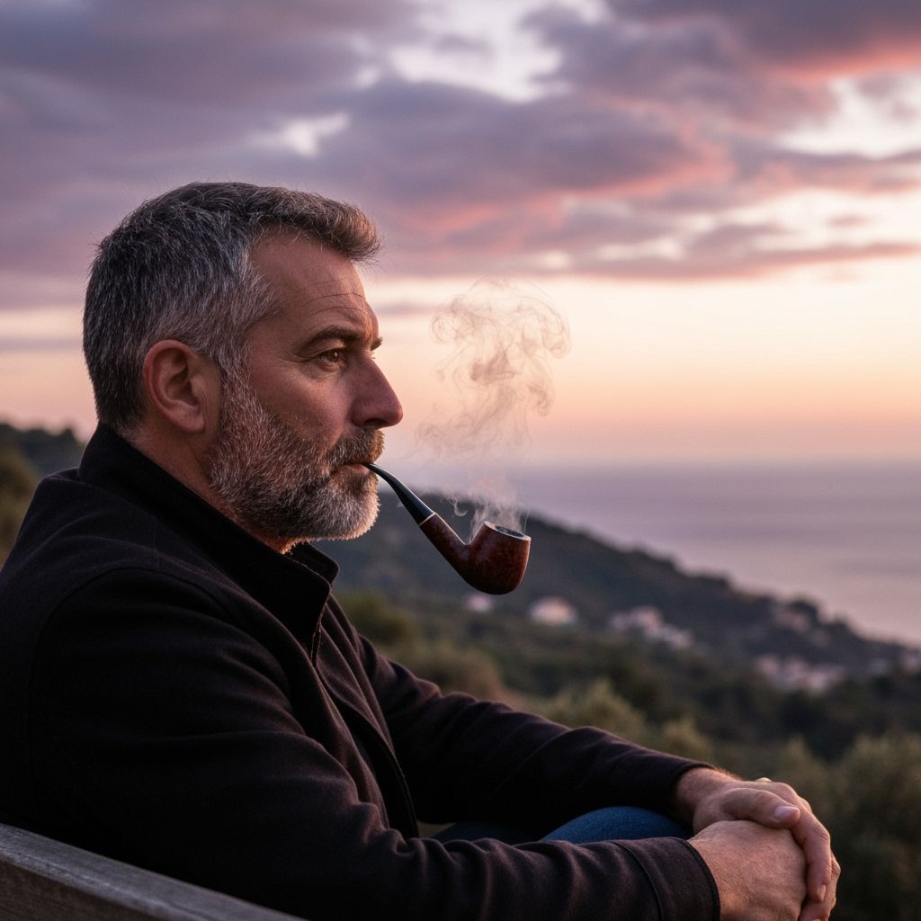 Italian Man Gazes at Sunset, Pensive Atmosphere