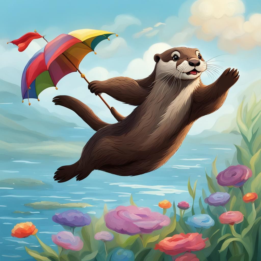 Otter Soaring Like Mary Poppins