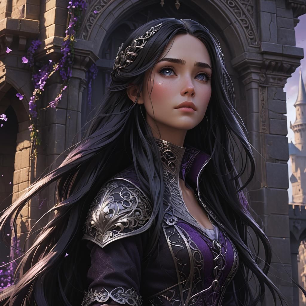 Dark Fantasy Anime Rapunzel in Tower Portrait